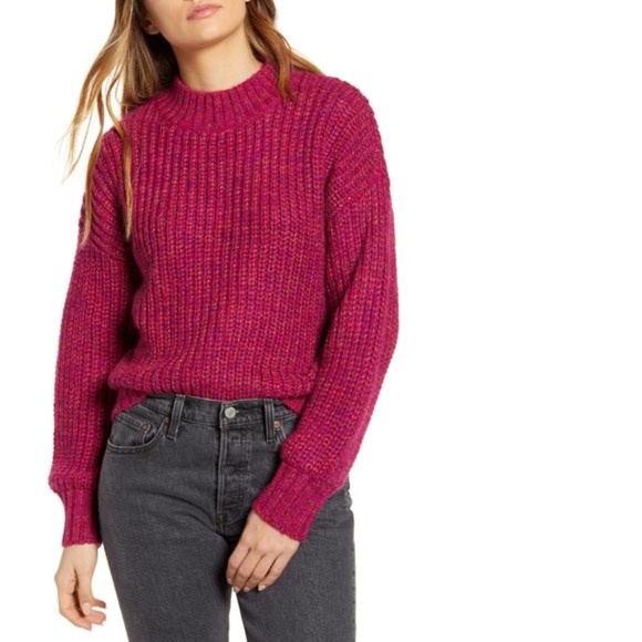 Band Of Gypsies Glacee Ribbed Mock Neck Sweater - Picture 1 of 6